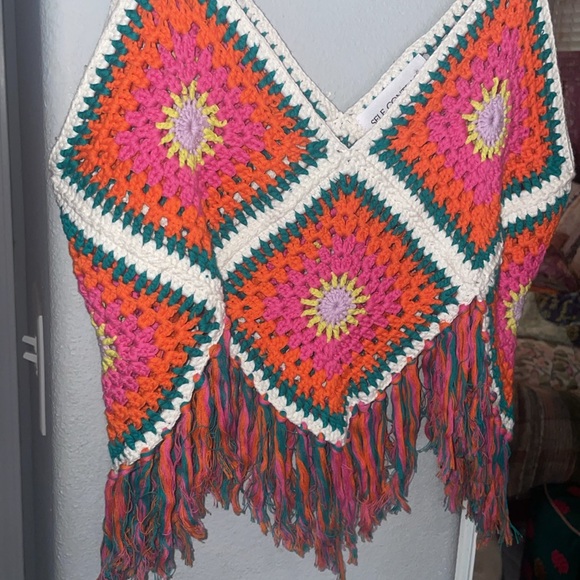 Self Contrast Happy Dixie Crochet Top Sz. S - Picture 5 of 8